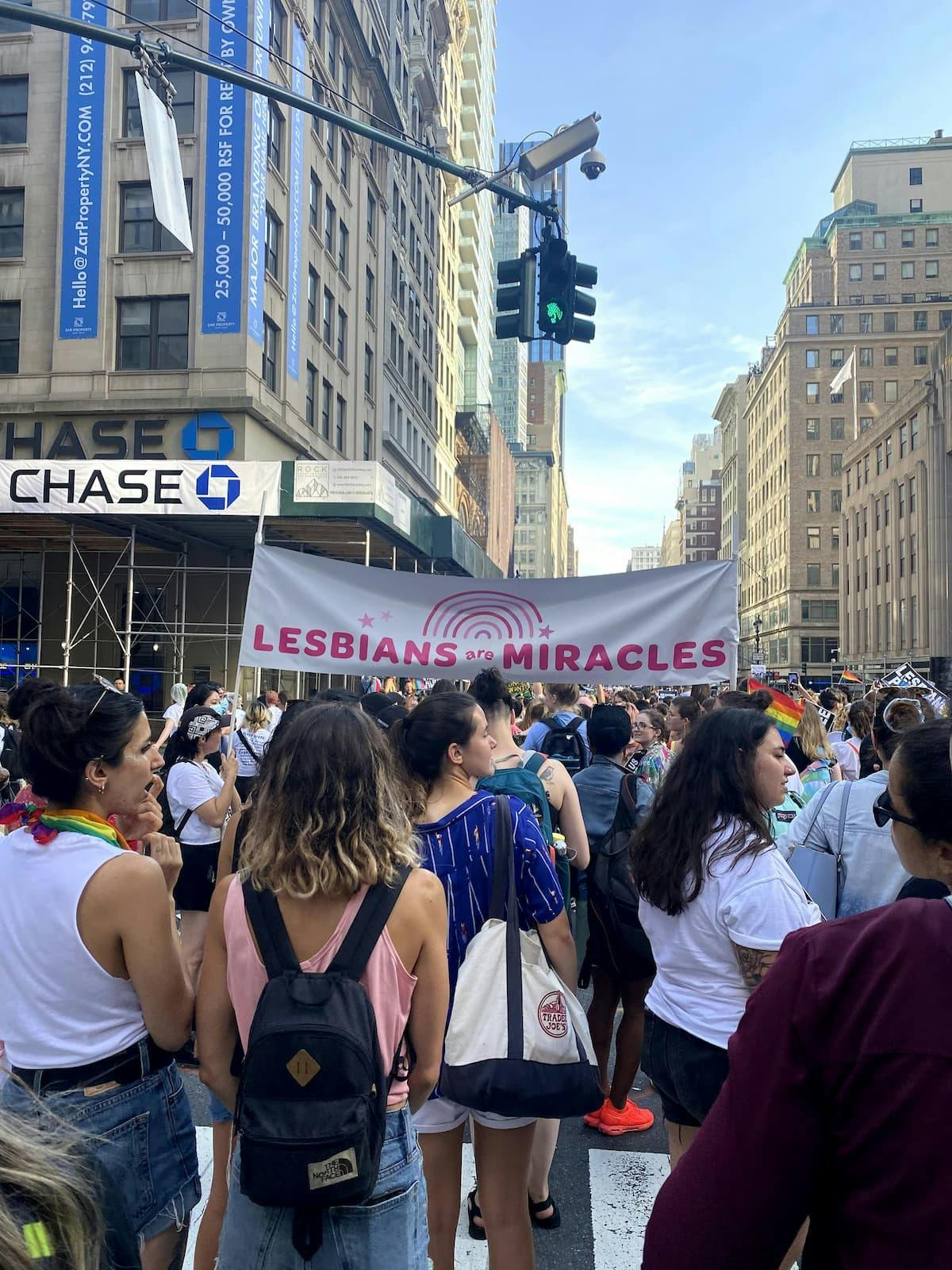 A photo of the crowd at the 2021 NYC Dyke March